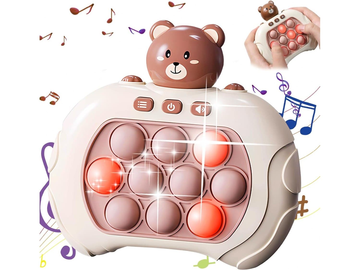 Pop it gra elektroniczna antystresowa zręcznościowa sensoryczna popit miś